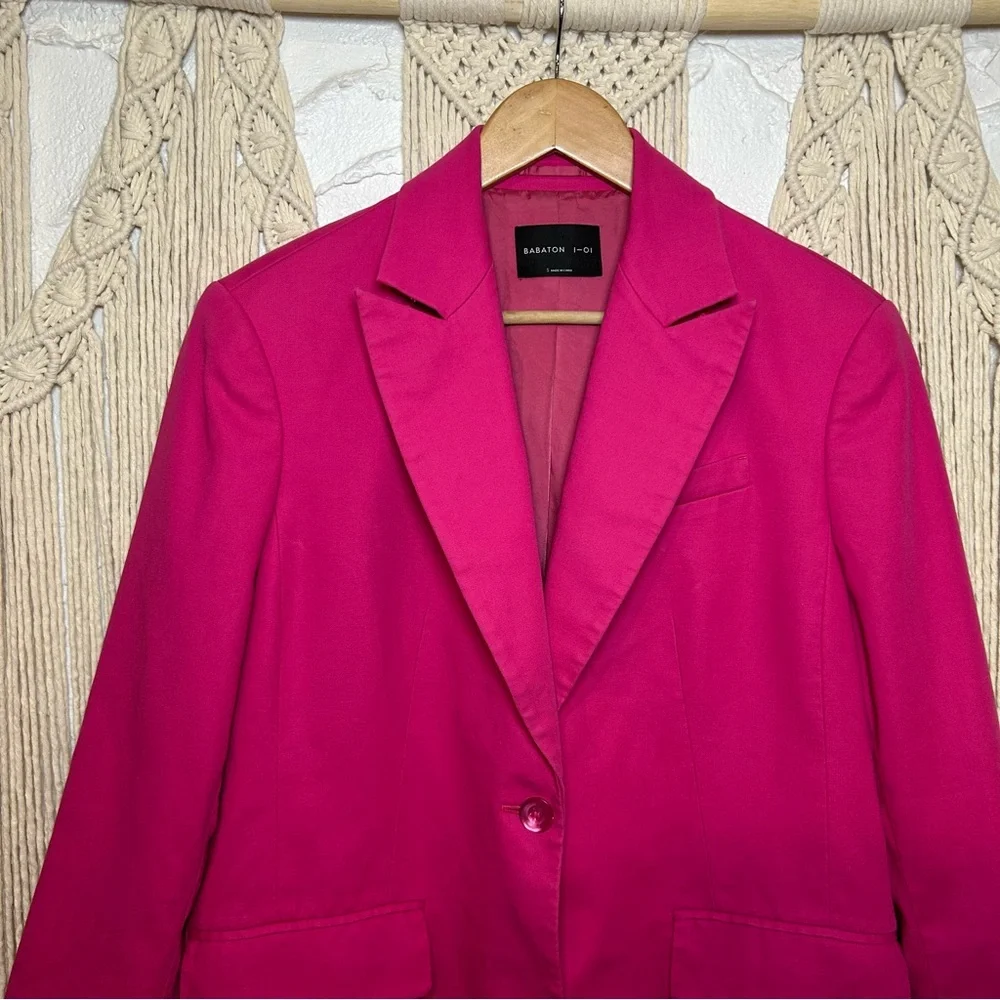 Aritzia Babaton fuchsia oversized blazer 100% Cotton Women’s Size Small - Picture 9 of 16